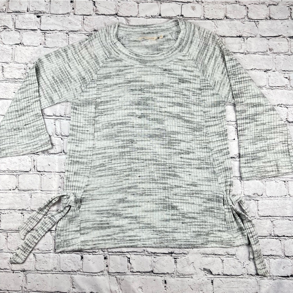 Soft Surroundings Space-Dye Pattern Gray/White Ribbed Tunic XS